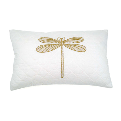 Embroidered Quilted Dragonfly Motif Cushion Cover
