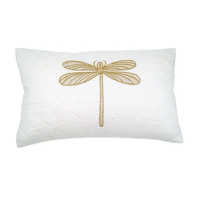 Embroidered Quilted Dragonfly Motif Cushion Cover