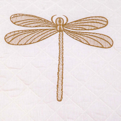 Embroidered Quilted Dragonfly Motif Cushion Cover