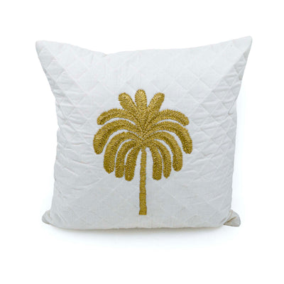 Embroidered Quilted Palm Motif Cushion cover