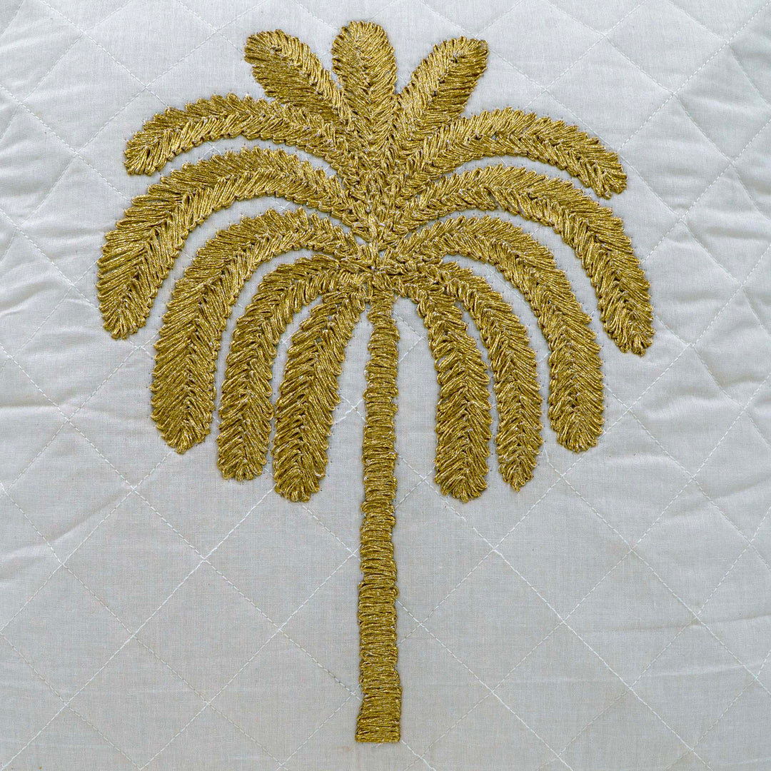 Embroidered Quilted Palm Motif Cushion cover