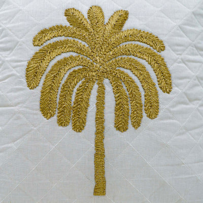 Embroidered Quilted Palm Motif Cushion cover
