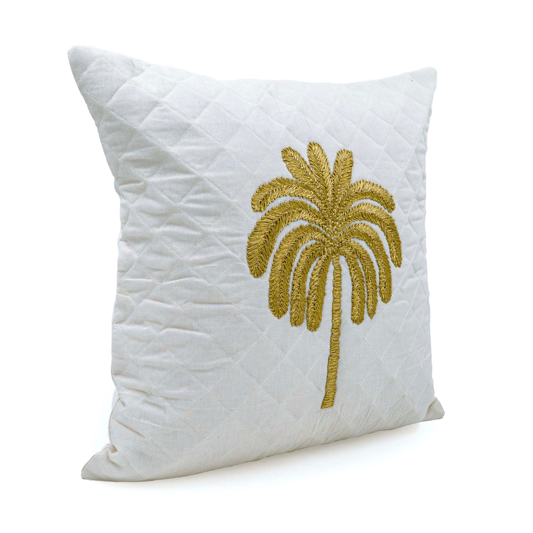 Embroidered Quilted Palm Motif Cushion cover