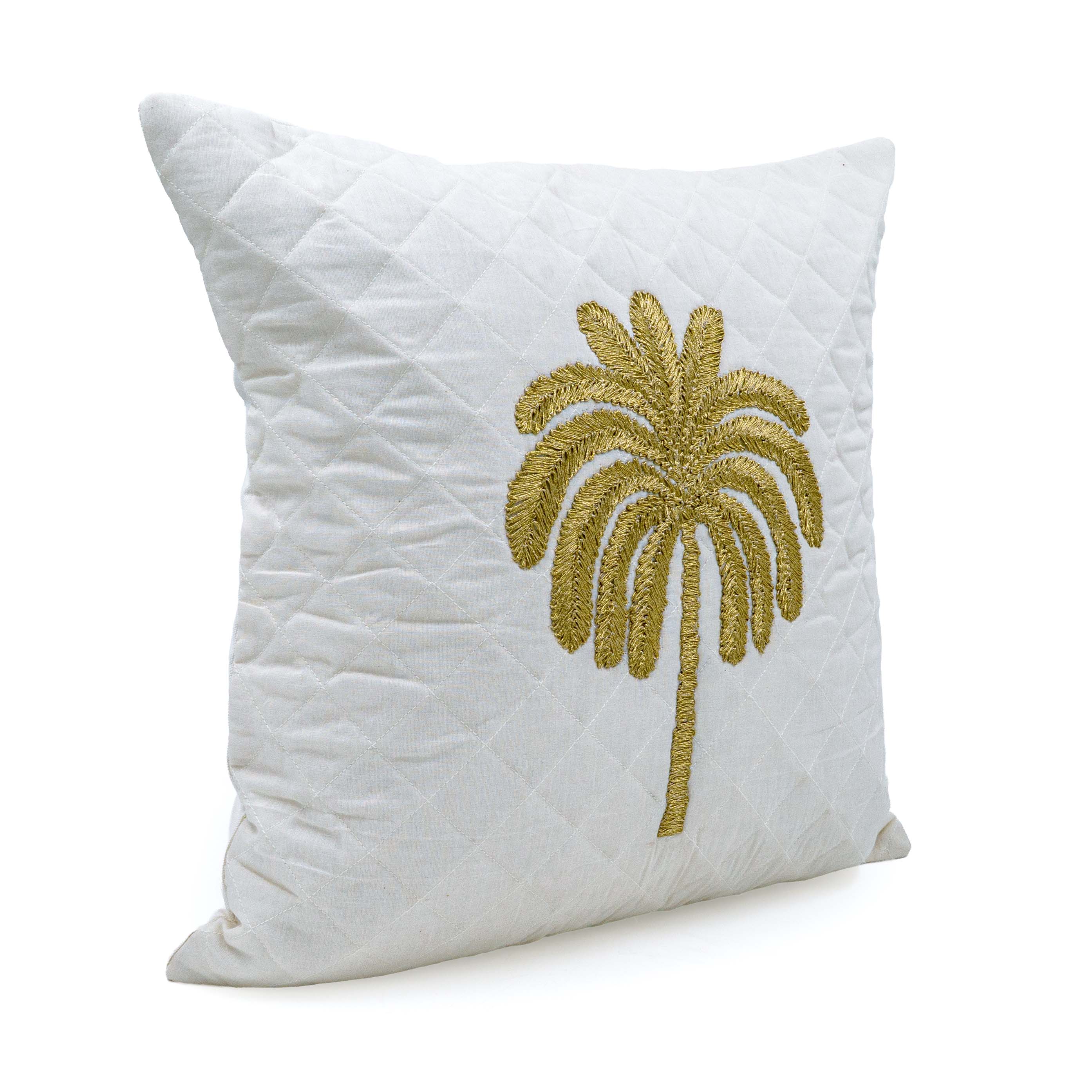 Embroidered Quilted Palm Motif Cushion cover
