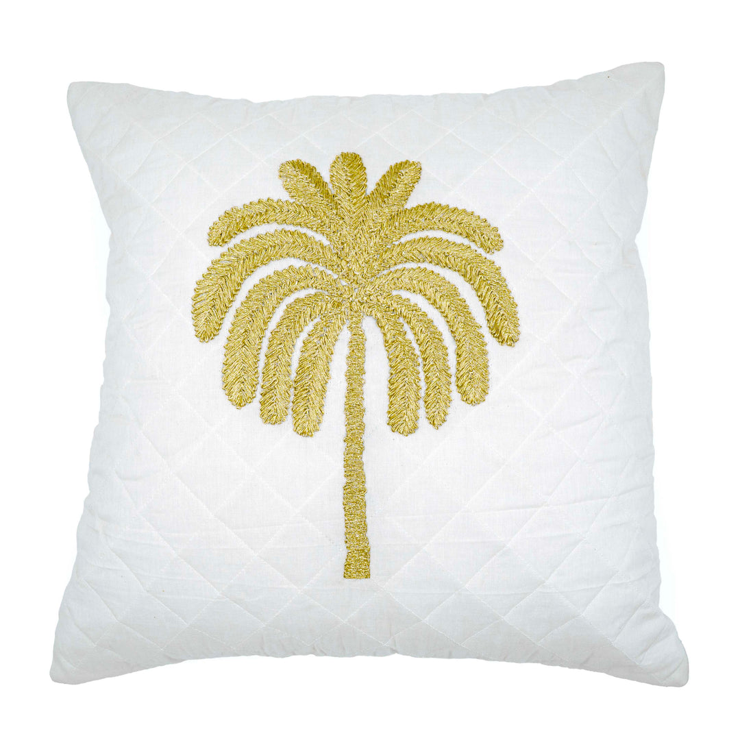 Embroidered Quilted Palm Motif Cushion cover