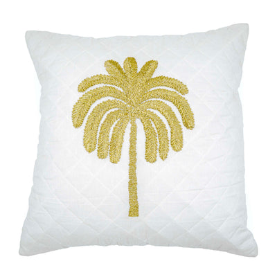 Embroidered Quilted Palm Motif Cushion cover