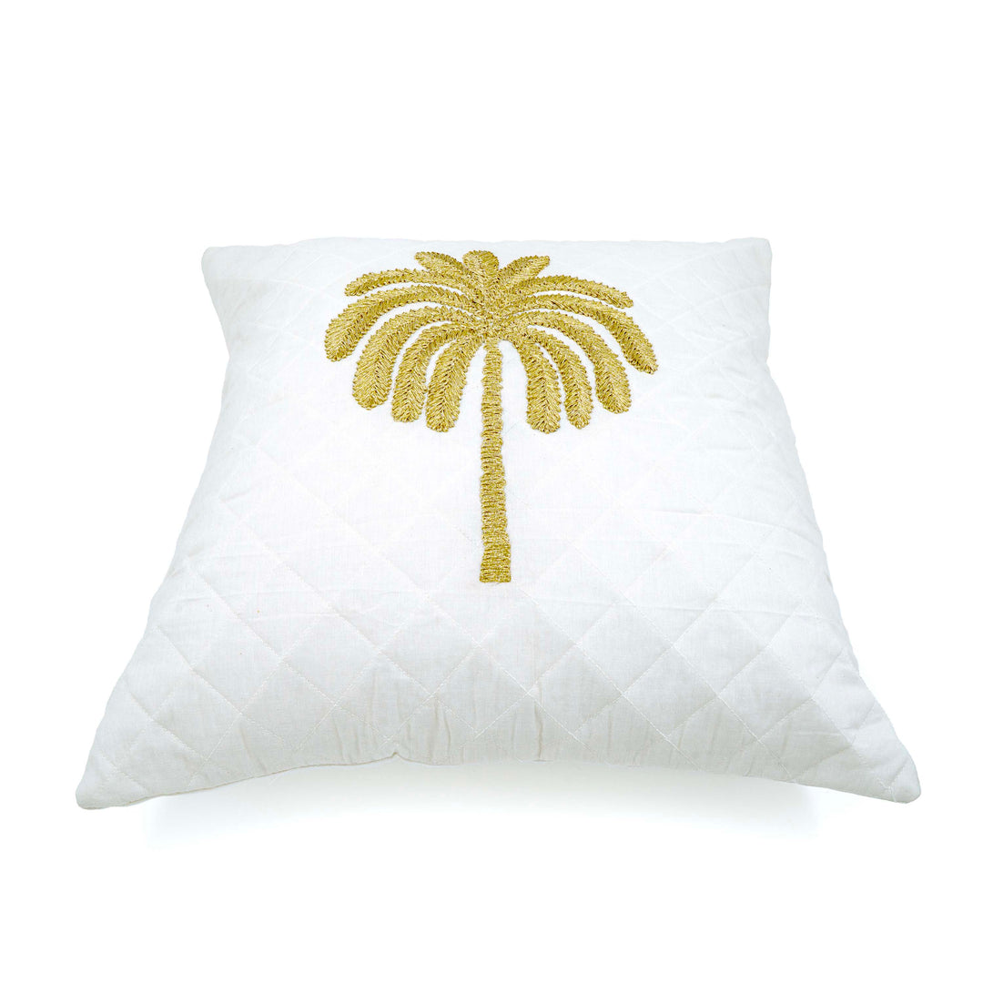 Embroidered Quilted Palm Motif Cushion cover