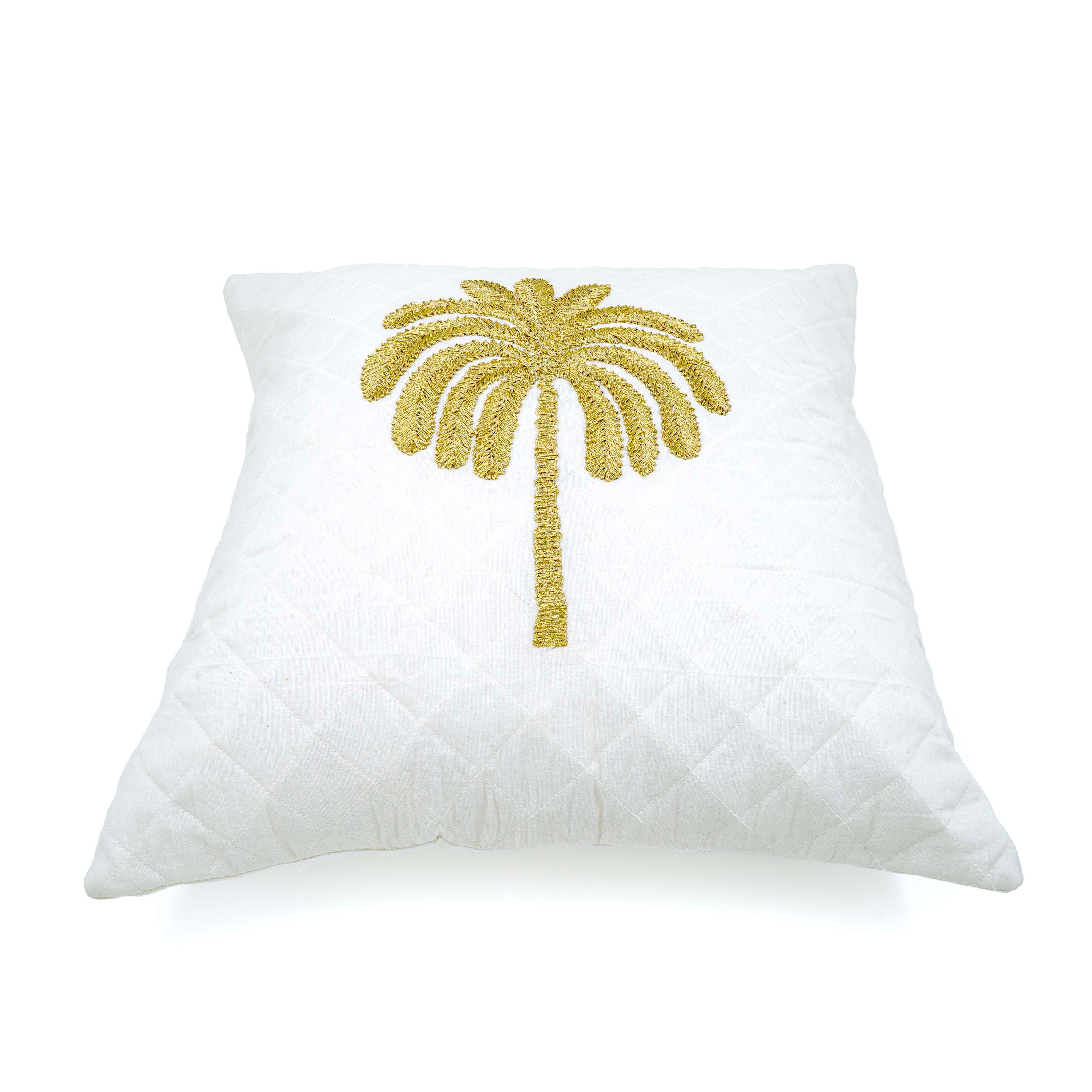 Embroidered Quilted Palm Motif Cushion cover