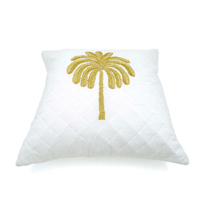 Embroidered Quilted Palm Motif Cushion cover