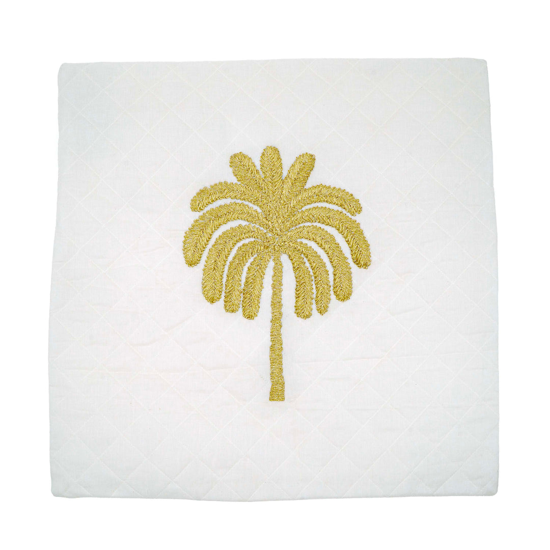 Embroidered Quilted Palm Motif Cushion cover