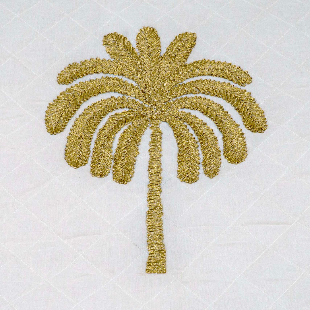 Embroidered Quilted Palm Motif Cushion cover