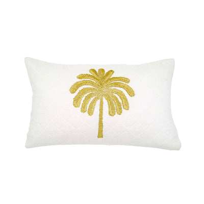 Embroidered Quilted Palm Motif Cushion Cover