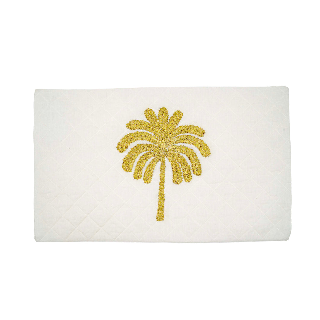 Embroidered Quilted Palm Motif Cushion Cover