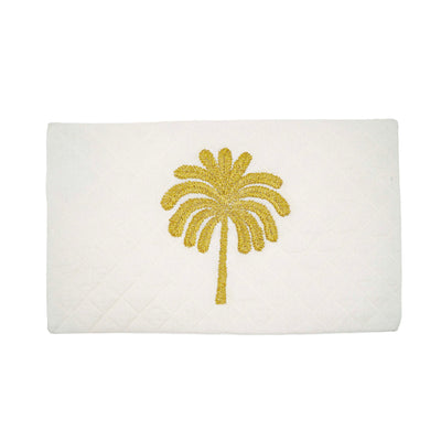 Embroidered Quilted Palm Motif Cushion Cover