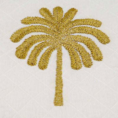 Embroidered Quilted Palm Motif Cushion Cover