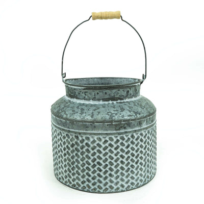 Ruth Metal Kettle Planter With Holder - Grey