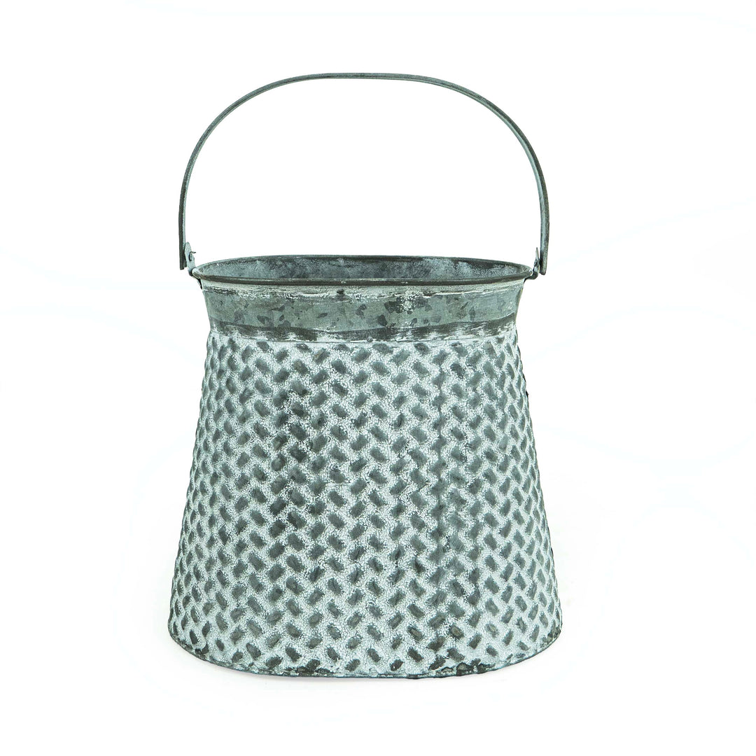 Ruth Metal Kettle Planter With Wide Holder - Grey