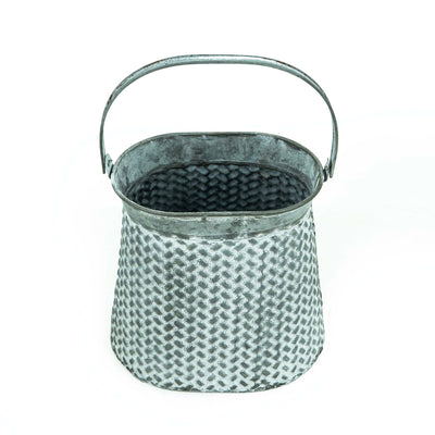 Ruth Metal Kettle Planter With Wide Holder - Grey