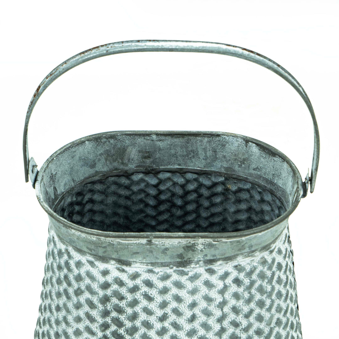 Ruth Metal Kettle Planter With Wide Holder - Grey