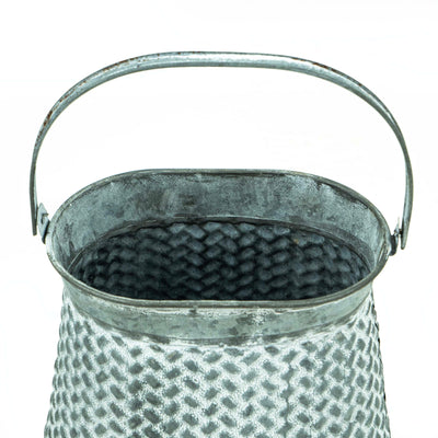 Ruth Metal Kettle Planter With Wide Holder - Grey