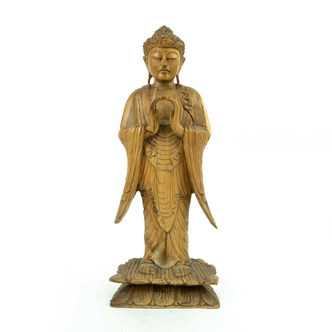 Suar Wooden Buddha Standing Statue