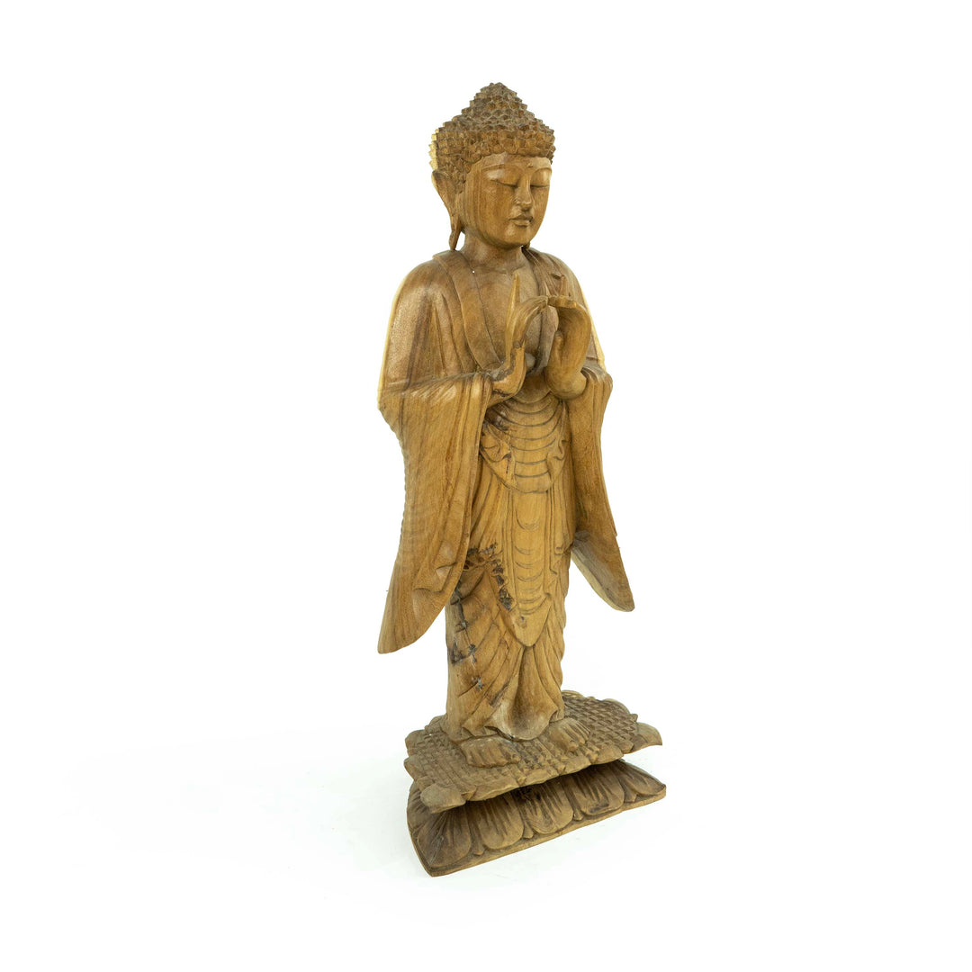 Suar Wooden Buddha Standing Statue