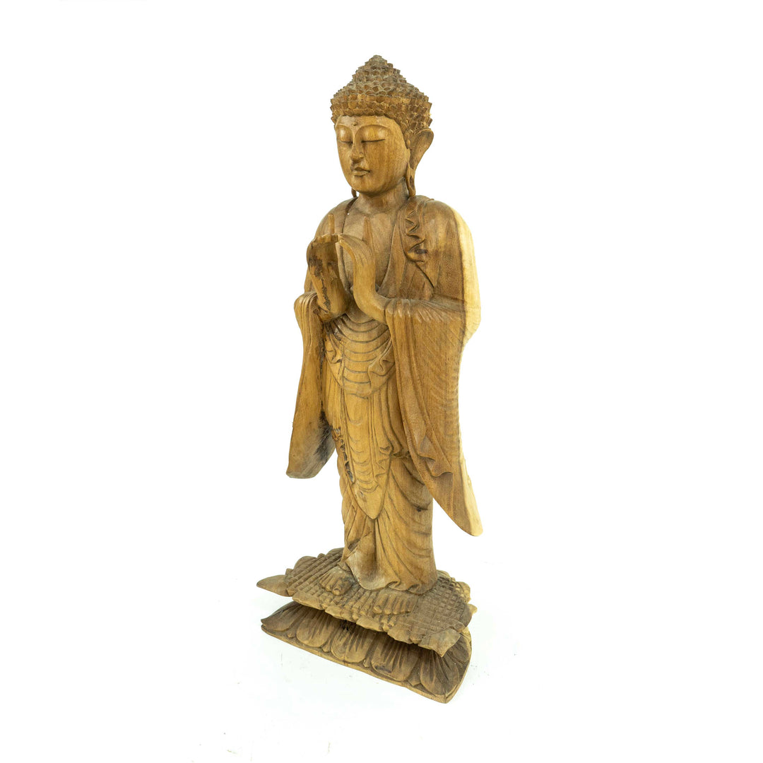 Suar Wooden Buddha Standing Statue