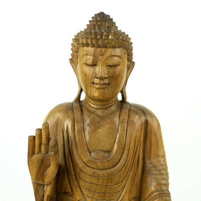 Suar Wooden Buddha Standing Sculpture