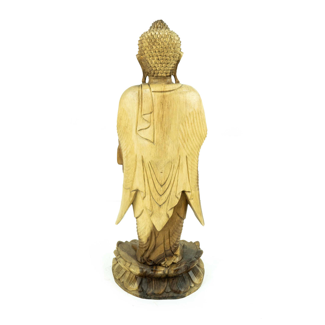 Suar Wooden Buddha Standing Sculpture