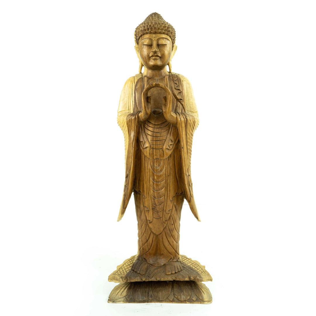 Suar Wooden Standing Buddha