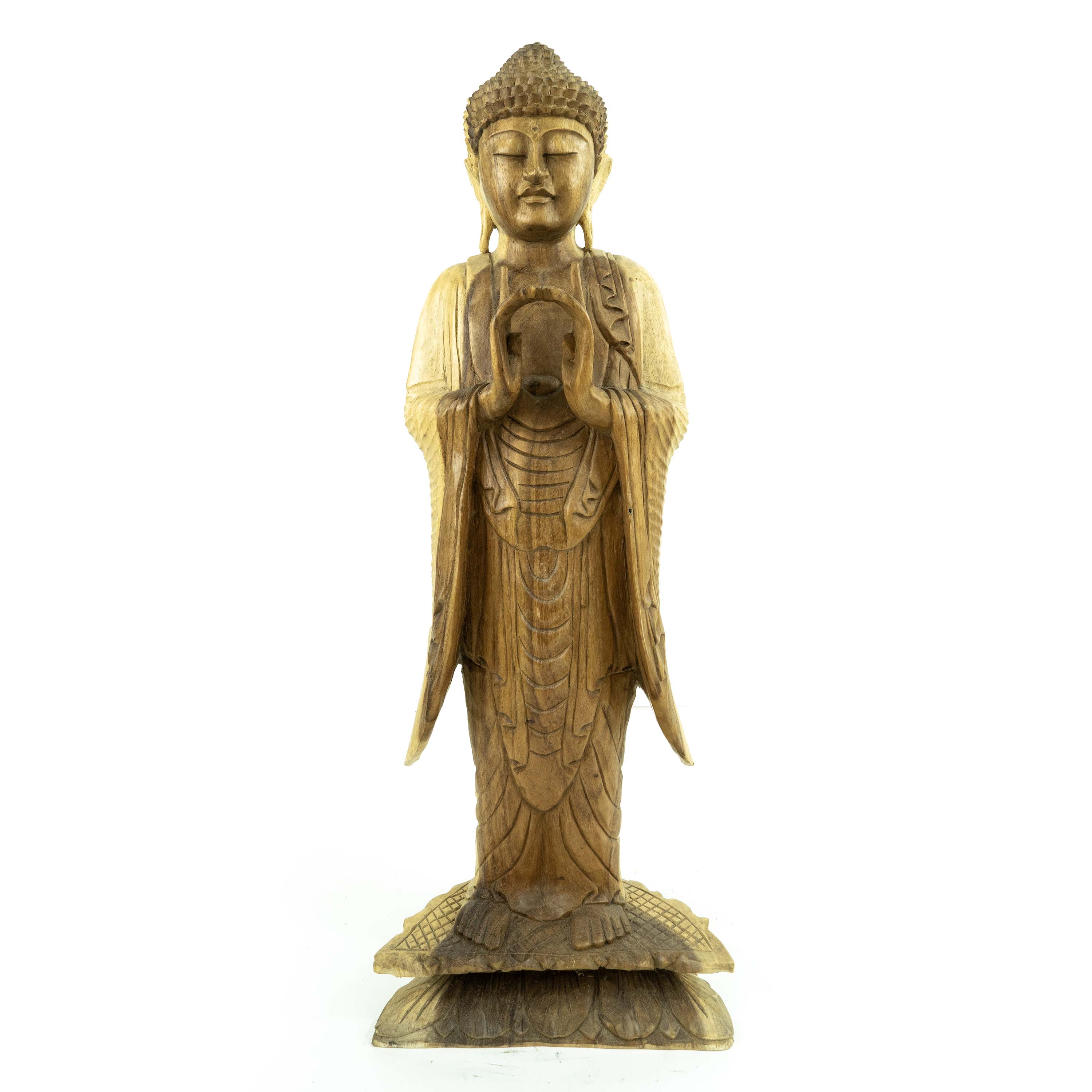 Suar Wooden Standing Buddha