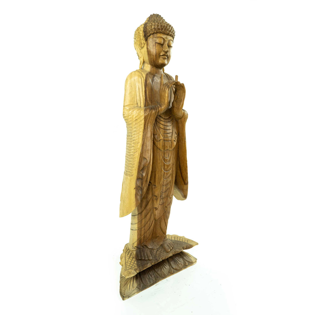 Suar Wooden Standing Buddha