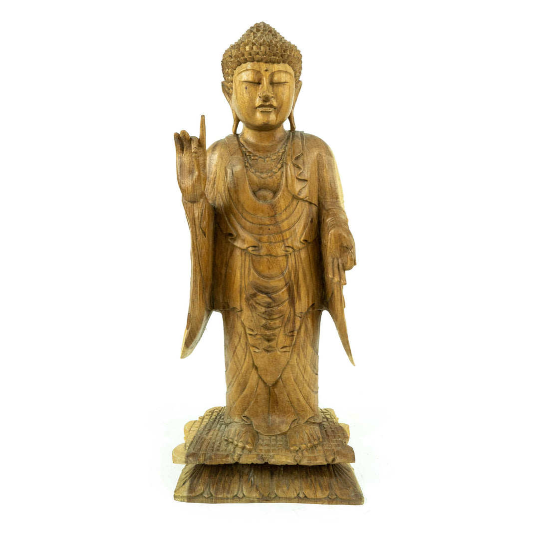 Suar Wooden Standing Buddha - Prithvi Mudra