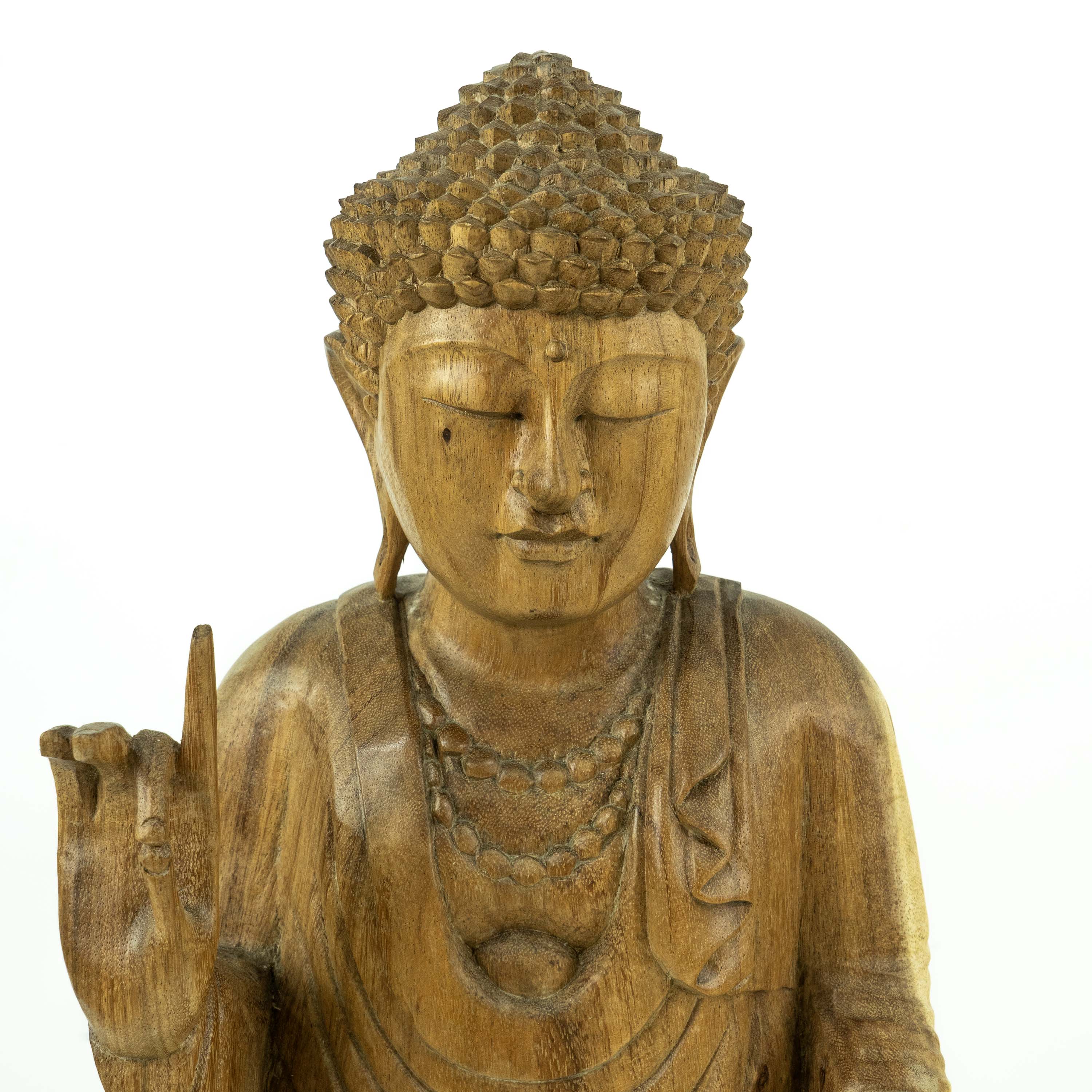 Buy Wooden Sculptures | Suar Wooden Standing Buddha
