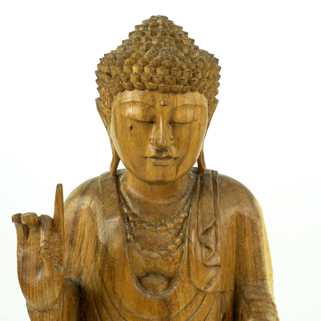 Suar Wooden Standing Buddha - Prithvi Mudra