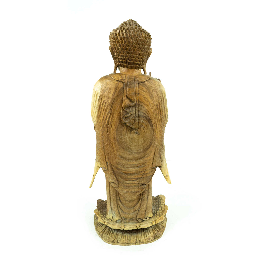 Suar Wooden Standing Buddha - Prithvi Mudra