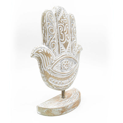 Albizia Wooden Evil Eye Hand On Stand