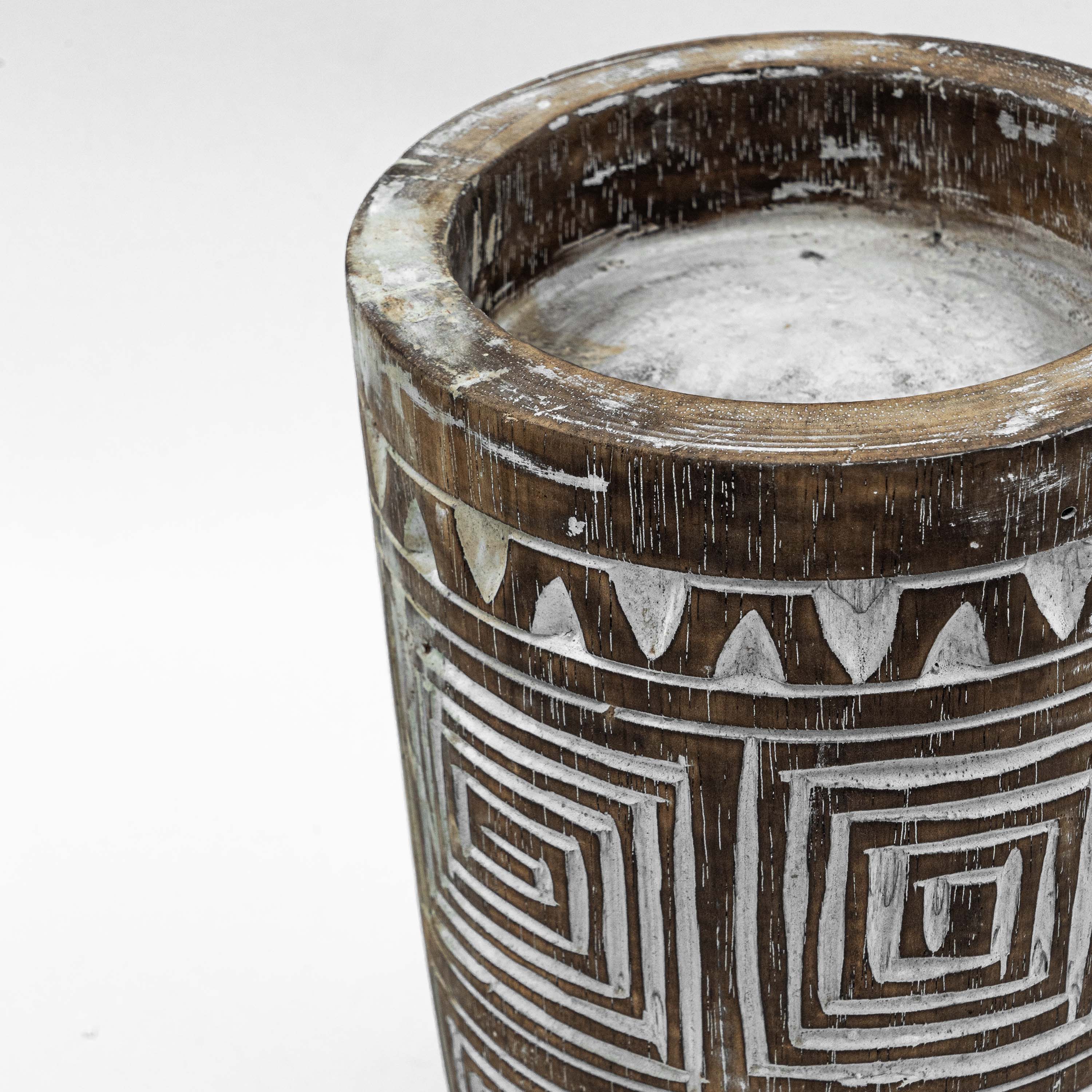 Albizia Wooden Etched Vase