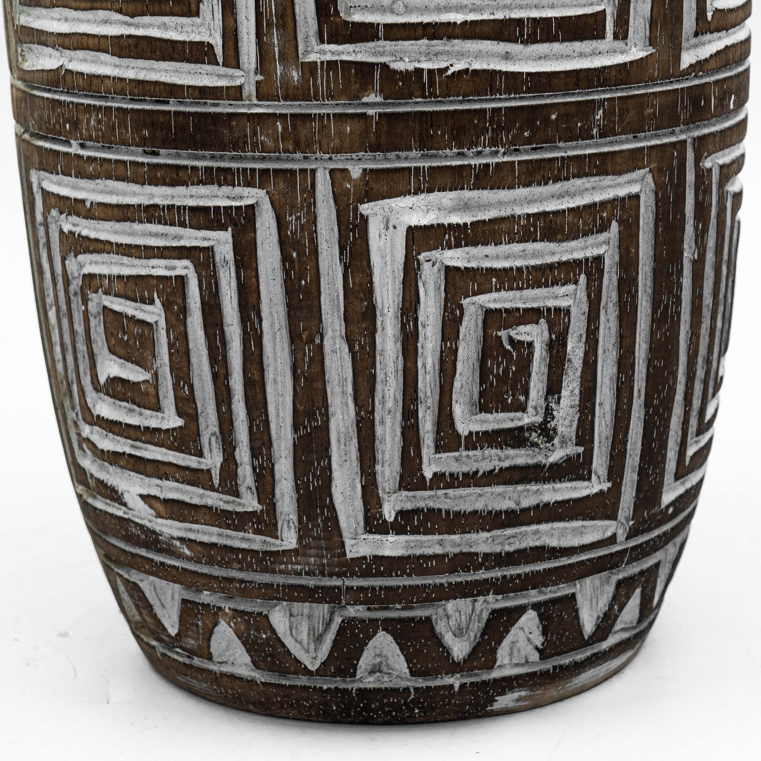 Albizia Wooden Etched Vase