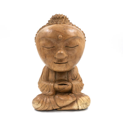 Suar Wooden Meditating Monk