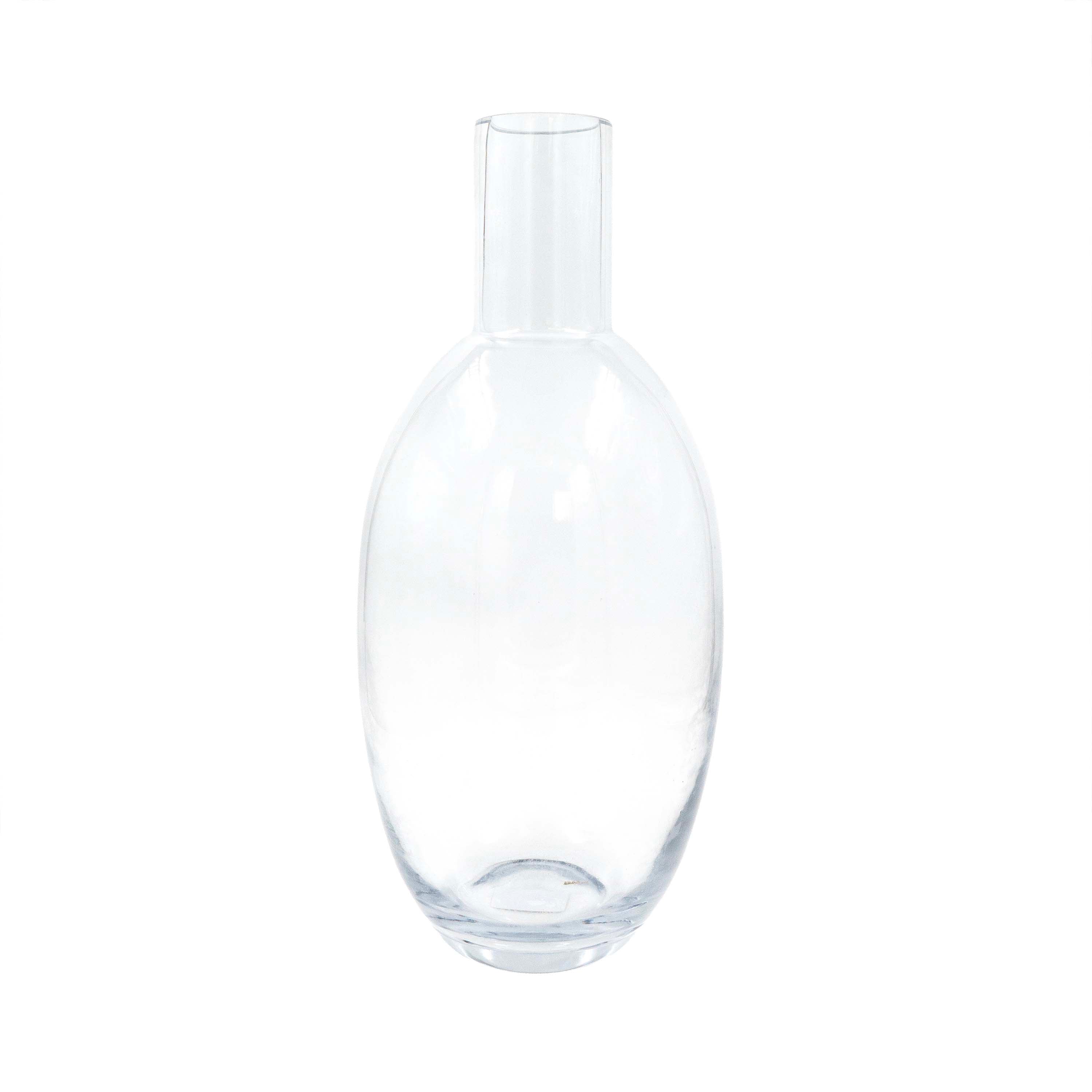 Tall Neck Oval Glass Vase