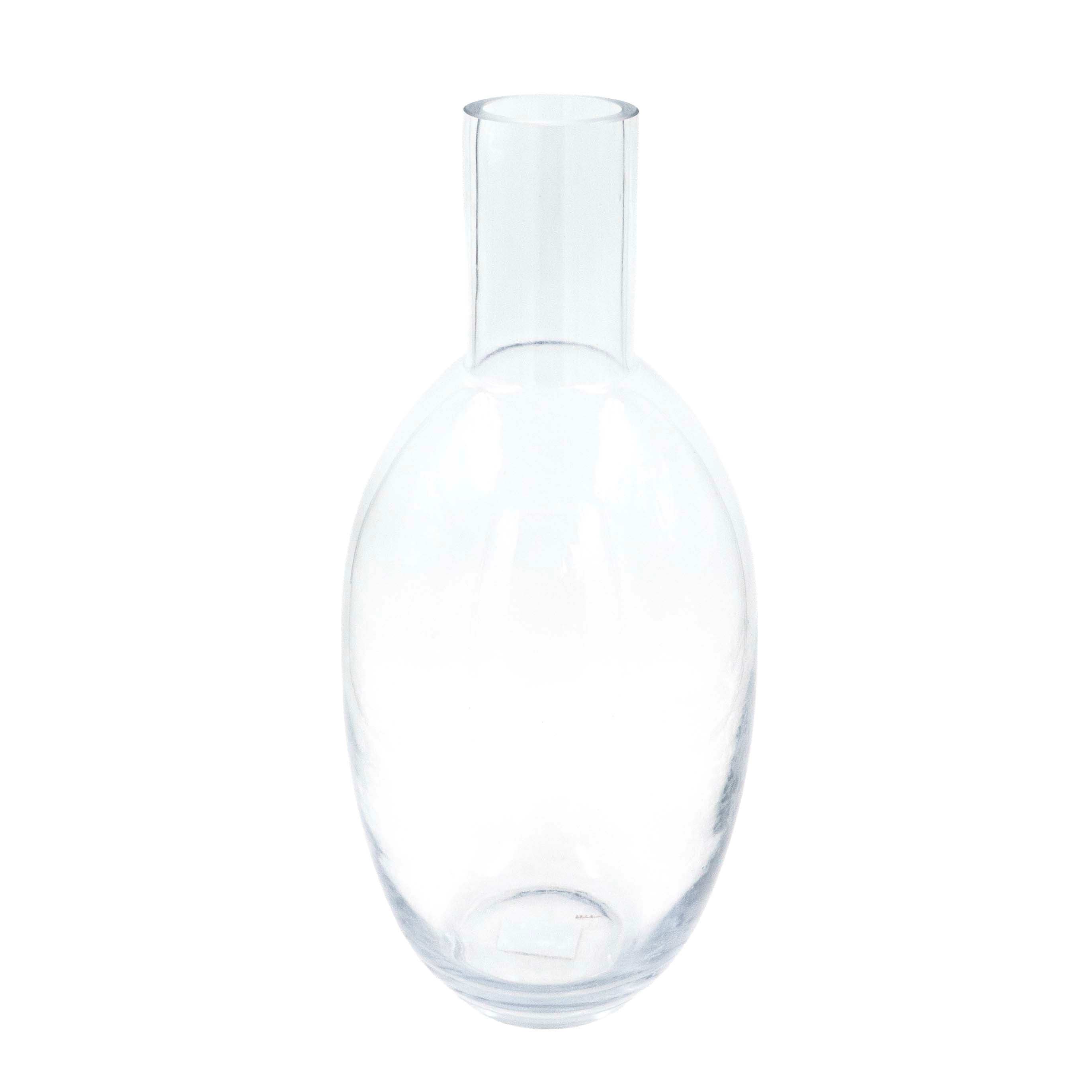 Tall Neck Oval Glass Vase
