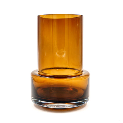 Amber Brown Cylinder Glass Vase