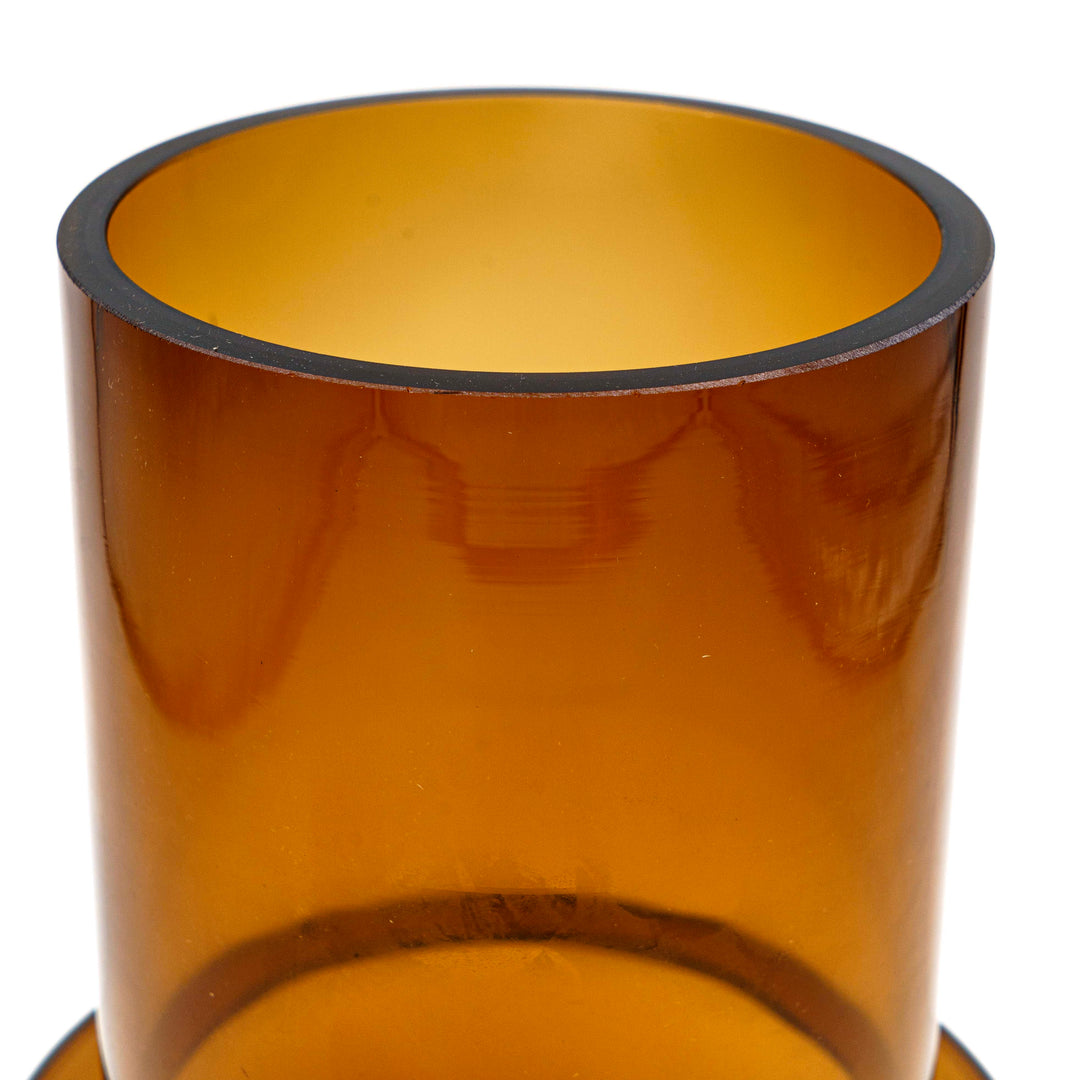 Amber Brown Cylinder Glass Vase
