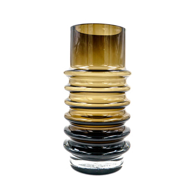 Amber brown Ribbed Glass Vase