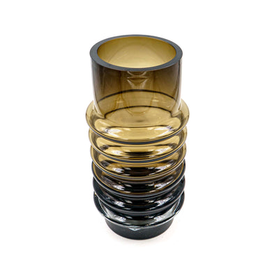 Amber brown Ribbed Glass Vase