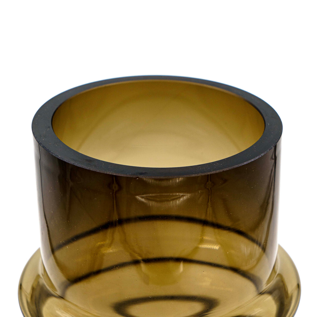 Amber brown Ribbed Glass Vase