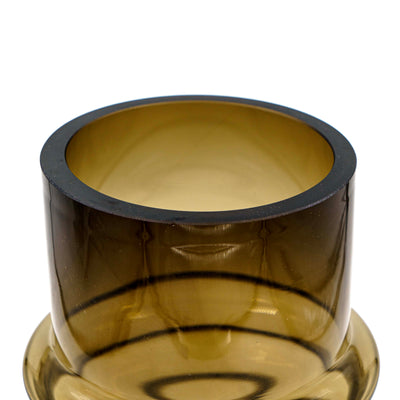 Amber brown Ribbed Glass Vase