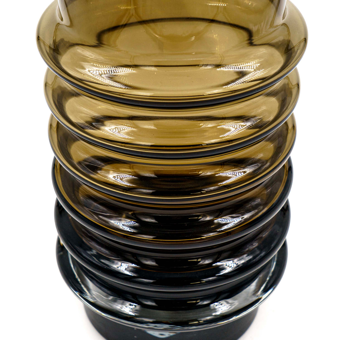 Amber brown Ribbed Glass Vase