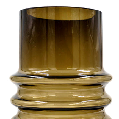 Amber brown Ribbed Glass Vase